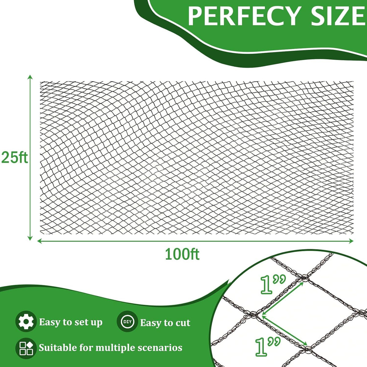 specilite heavy duty bird netting for chicken coop, side view