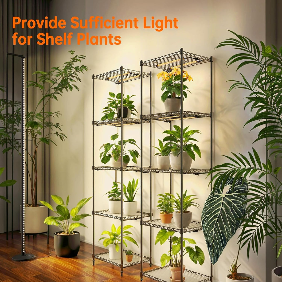 bstrip t10 vertical grow light, full spectrum plant, close-up detail