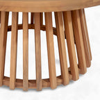 Merax Patio Outdoor Acacia Wood Round Coffee Table for Backyard, Lawn, Balcony, Easy Assemble Teak