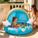 Baby Pool, Rainbow Splash Pool with Canopy, Spray Pool of 40 Inches, Water Sprinkler for Kids, for Ages 1-3