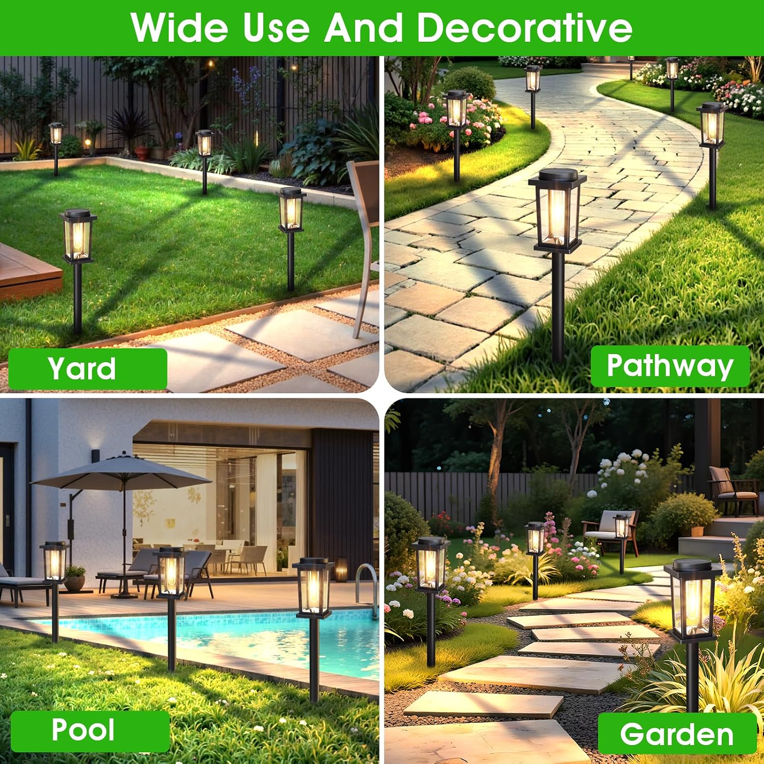 Melunar Solar Pathway Lights Outdoor, 8 Pack Solar Powered Garden Lights Waterproof, Auto On/Off Outdoor Landscape Lights for Patio, Walkway, Driveway, Lawn, Pool Decor. (Warm White)