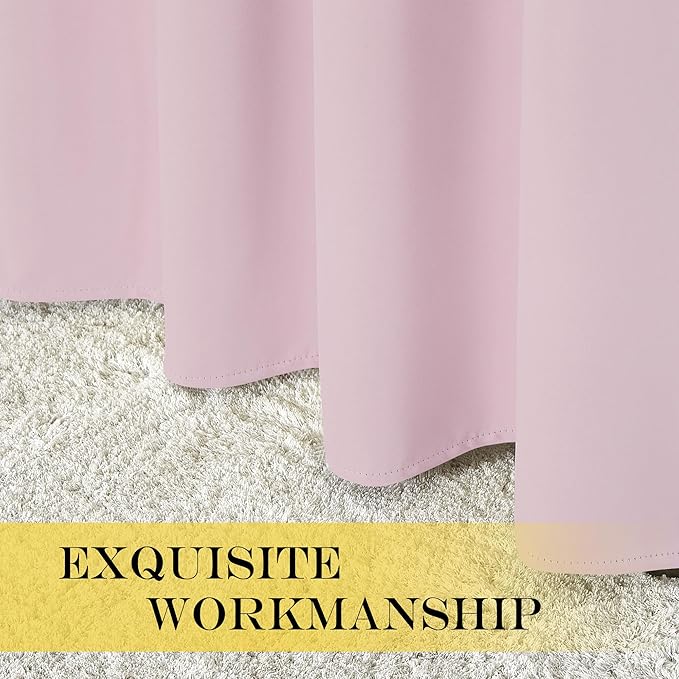 NICETOWN Room Darkening Baby Pink Curtains W100 x L84 for Sliding Door, Grommet Thermal Insulated Light Blocking Window Treatments for Bedroom/Living Room, 1 Panel