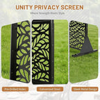 VINGLI Privacy Fence Panels, 72H’’ x 47W’’ Metal Privacy Screen Freestanding, Decorative Privacy Panels for Patio Garden Pool, Outdoor & Indoor (Leaf)