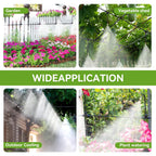 Drip Irrigation System Kit with 16 Pcs Adjustable Brass Nozzles & Bendable Spay Arm,120ft Garden Watering Misting System for Outdoor Raised Bed, Potted Plant, Yard, Greenhouse