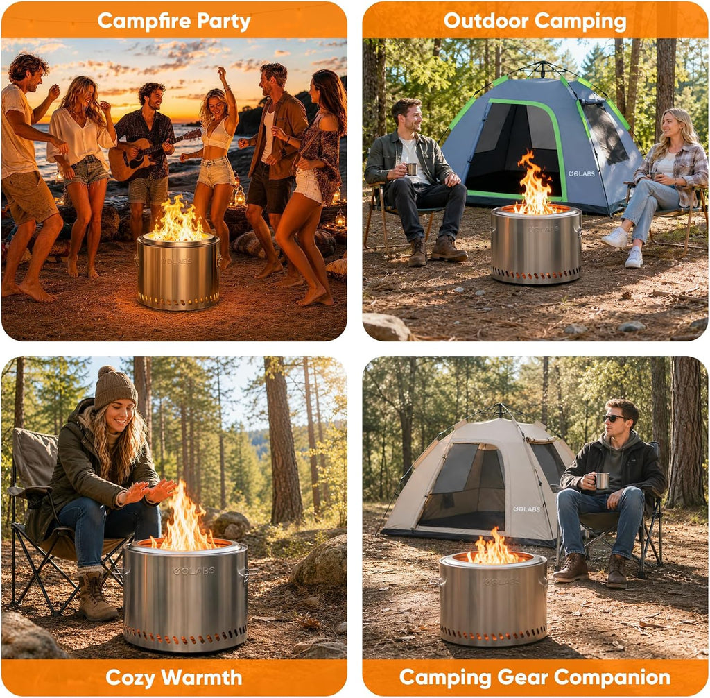 golabs fp1 smokeless portable fire pit, 19.5" stainless, package contents