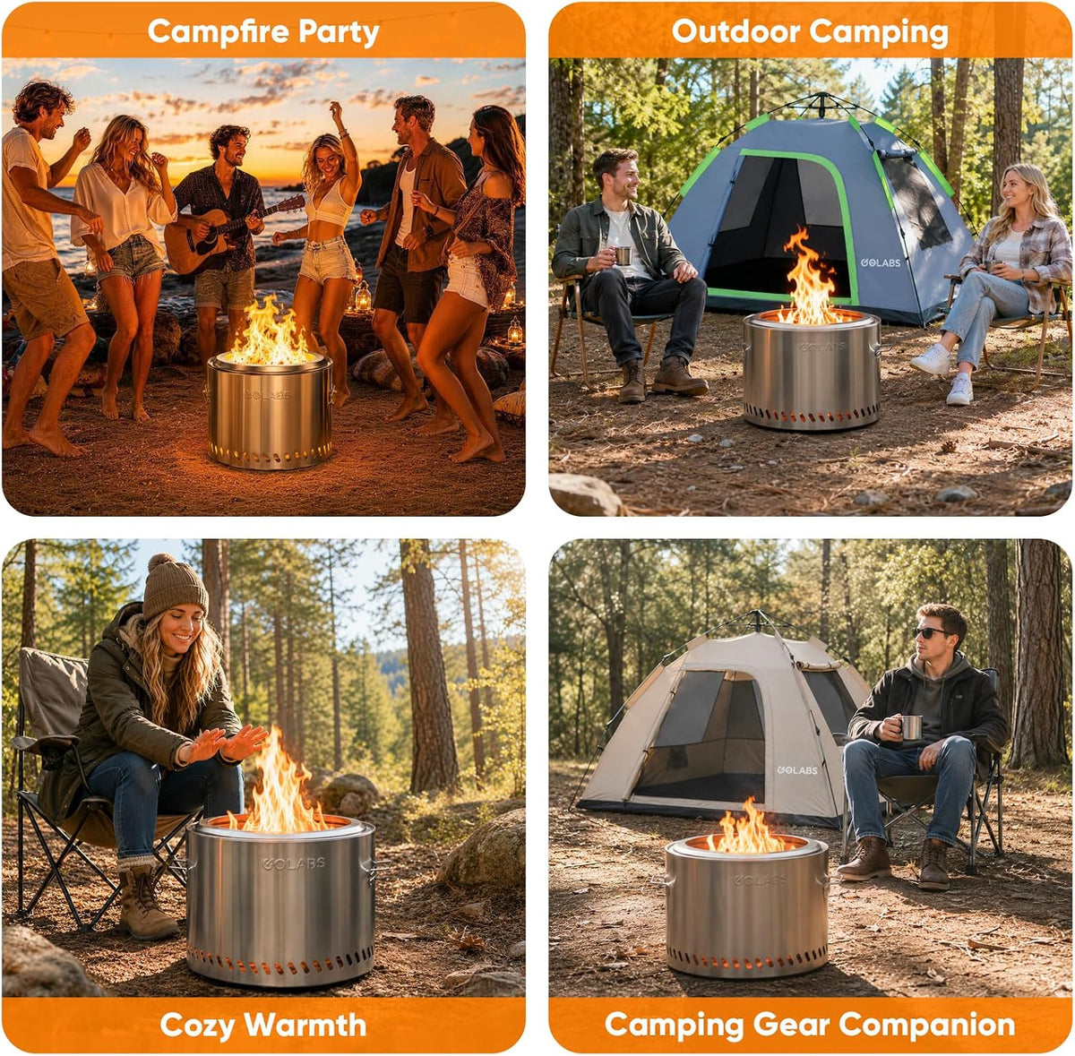 golabs fp1 smokeless portable fire pit, 19.5" stainless, package contents