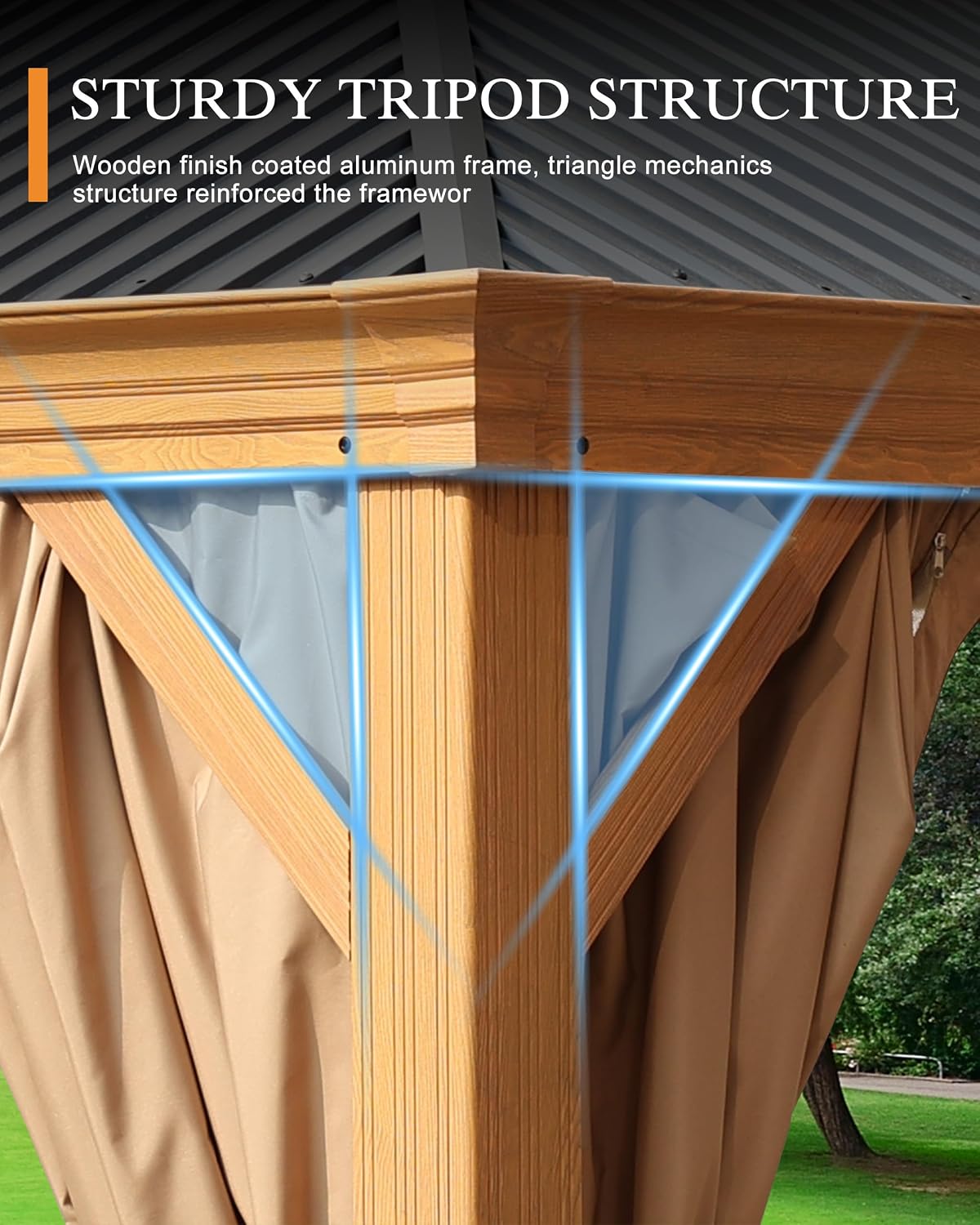 bps 12' x 16' hardtop gazebo outdoor aluminum, side view