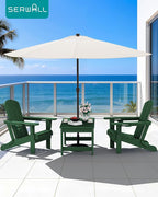 SERWALL Outdoor Coffee Table with 1.69" Umbrella Hole, HDPE Patio Coffee Table for Outside, Rectangle, Green