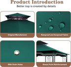 SCOCANOPY Replacement Gazebo Canopy for 10 x 12 Regency II Patio Gazebo Model L-GZ798PST,A101004104,A101004105,(Forest Green)
