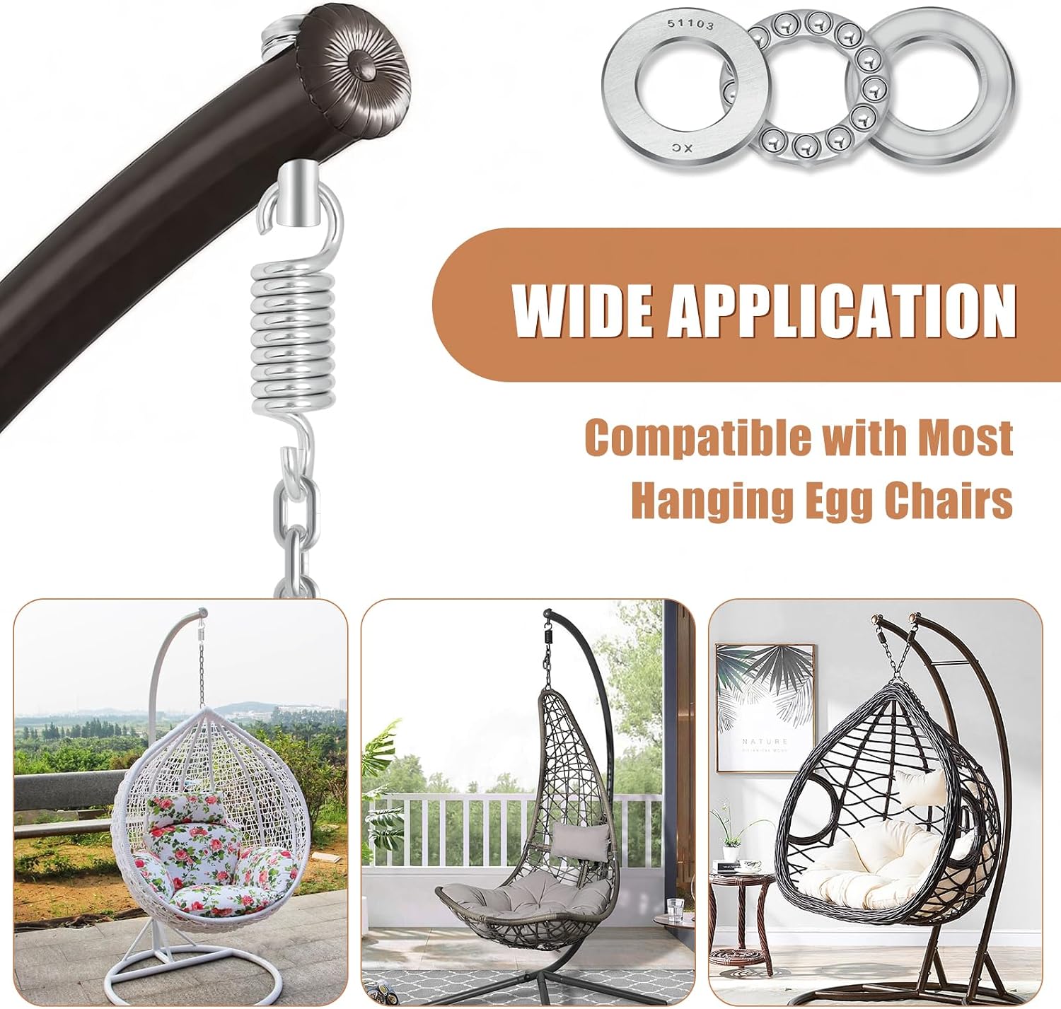 Porch Swing Hanging Springs, Porch Hanging Hammock Chair Egg Chair Swing Hanging Hardware Kit Spring Pin Plug Replacement