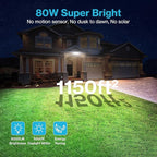 Olafus 80W Flood Lights Outdoor 2 Pack, Switch Controlled LED Security Lights 8000LM, 6500K Outside Floodlight, IP65 Waterproof Exterior Light Fixture for House, Yard, Garage, Wall/Eave Mount Black