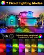 Solar Spot Lights Outdoor Color Changing, 7 Modes/14 LED Outdoor Solar Lights for Yard, Waterproof RGB Multicolor Solar Landscape Spotlights Auto On/Off for Flood, Yard, Tree, Pathway, 4 Pack