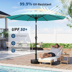 Garvee 10FT Patio Umbrella - Outdoor Table Umbrella with Smooth Crank Lift, Push Button Tilt and 8 Sturdy Ribs - Market Umbrella UV Protection Waterproof for Pool, Deck, Yard, Garden (Sky Blue)