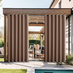 NICETOWN Waterproof Weighted Outdoor Curtains Grommet Top & Bottom 2 Panels, Fixed Wind-Break Keep Warm Outdoor Patio Curtains Blackout Thermal Insulated Drapes for Perogola, Tan, W84 x L84