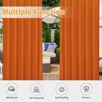 Easy-Going Outdoor Patio Curtains Detachable Tab Top Windproof Weatherproof Curtain for Cabana, Porch, Pergola and Gazebo, Tab Bottom Drape, 2 Panels, 54W x 120L inch, Orange