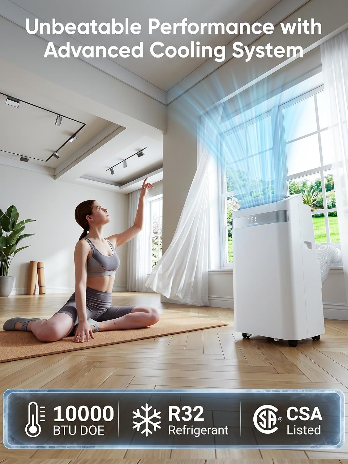 mepty 14000btu portable ac, portable air conditioner with, front angle view