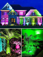 ZUCKEO 12W Color Changing Landscape Lights RGB Low Voltage Landscape Lighting Remote Control, Waterproof LED Outdoor Spotlight for Garden Pathway House Christmas Decor, 10 Pack with Connector
