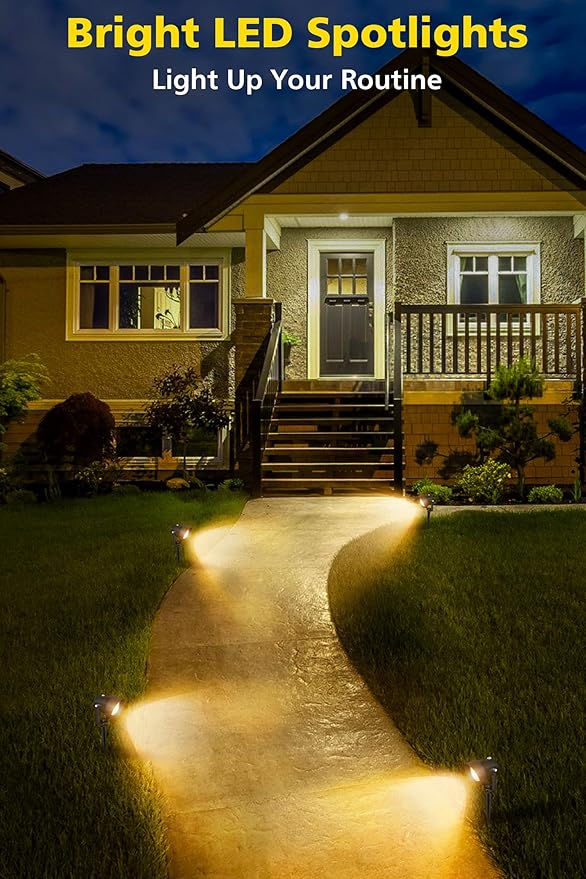 T-SUN Dusk to Dawn Outdoor Lighting, Flag Spot Lights with Photocell Auto On/Off, Waterproof 3000K Warm White LED Plug-in Landscape Spotlights for Garden Yard Tree Pathway Pole House, 2 Pack