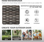 Joyside Outdoor Ottoman Set of 2, Patio Large Ottoman Foot Rest with Thickened Cushions, Outdoor Wicker Foot Stool for Porch, Deck Use