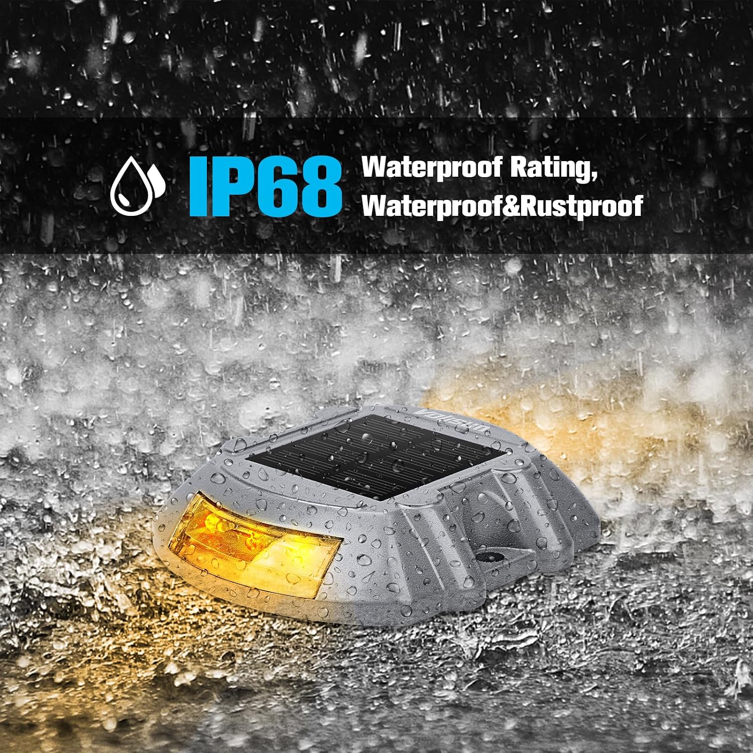 VOLISUN Solar Deck Driveway Dock Lights,Solar Pathway Lights,Warm 8 Pack | Solar Powered LED, IP68 Waterproof Led Outdoor Warning Step Marine Lights for Sidewalk Garden Yard