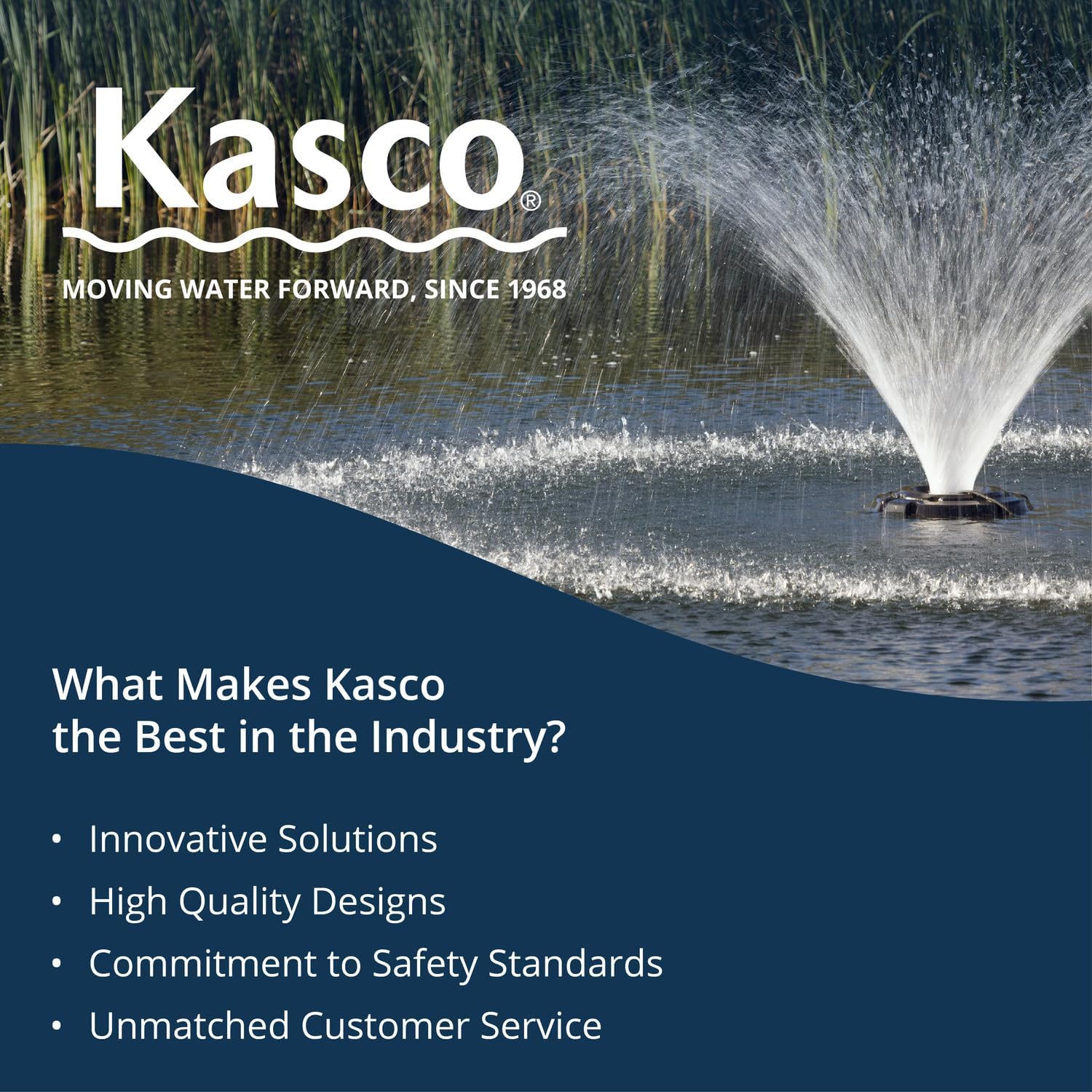 Kasco 3/4HP VFX Aerating Fountain, 120V, 100ft Power Cord | Aerating Fountain with V-shaped display pattern with aeration, Ideal for ponds up to 3/4 acre, Float included