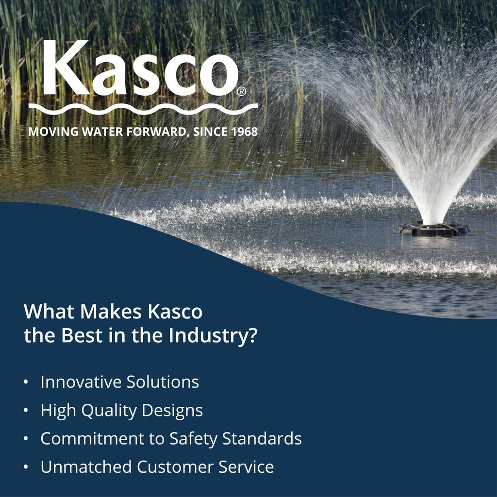 Kasco VFX Series Aerating Pond Fountain - 1/2 Horse Power 120V Single Phase with 200 ft Electric Power Cord | Pond Aerator Pump for Ponds & Lakes | Efficient Pond Aeration Systems