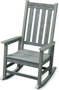 Oversized Outdoor Rocking Chair, Porch Rocker with High Back, Grey | HDPE Patio Rocking Chairs, Weather Resistant & 350lbs Heavy Duty Porch Rocker with High Back for Backyard,Garden and Balcony
