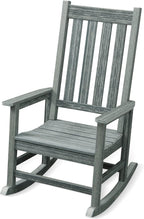 Oversized Outdoor Rocking Chair, Porch Rocker with High Back, Grey | HDPE Patio Rocking Chairs, Weather Resistant & 350lbs Heavy Duty Porch Rocker with High Back for Backyard,Garden and Balcony