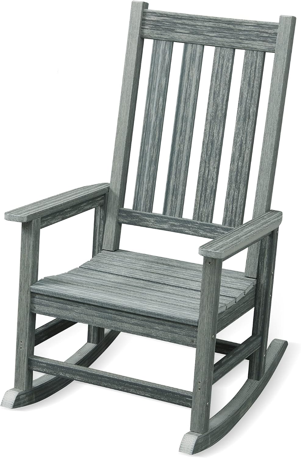 Oversized Outdoor Rocking Chair, Porch Rocker with High Back, Grey | HDPE Patio Rocking Chairs, Weather Resistant & 350lbs Heavy Duty Porch Rocker with High Back for Backyard,Garden and Balcony