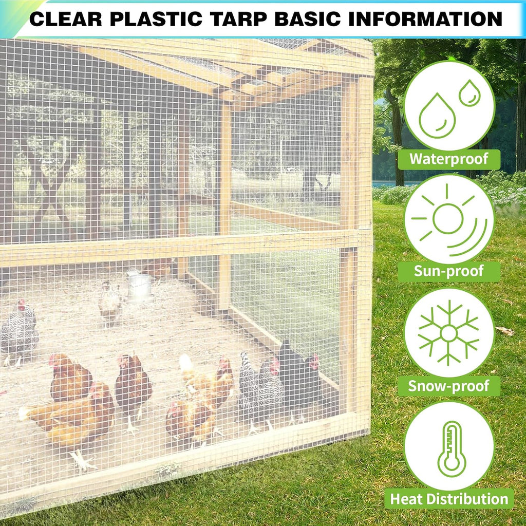 10x20ft clear greenhouse plastic covering tarp for chicken, package contents