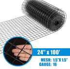 Fencer Wire 16 Gauge Hardware Cloth, Black Vinyl Coated Welded Wire Mesh, Chicken Coop Wire Fence, 1.5 inch x 1.5 inch Grid (2 ft. x 100 ft.)