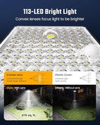 SUPERDANNY Solar Outdoor Flood Lights with 113 Bright LEDs, Motion Sensor Dusk to Dawn Outside Flood Lights with 16ft Cable IP65 Waterproof, Security Light for Garden Barn Porch 4 Pack
