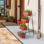 OYEAL Raised Garden Bed 4 Tier Vertical Garden Planter Indoor Outdoor Herb Planter with Legs Elevated Garden Planters for Flowers Vegetables Plants, Brick Red