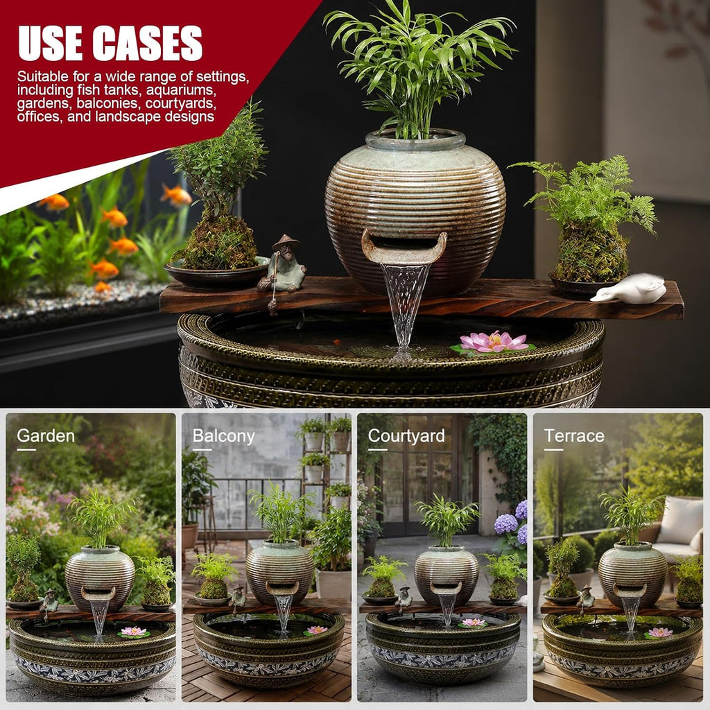 Ceramic Water Fountain Spout U-Shaped, Spitters for Small Ponds | Fish Tank Water Circulation for Patio Pond Pool, Decoration Landscaping Fountain Ornaments(23*20*19cm/9.1*7.9*7.5in)
