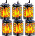 TomCare Solar Lanterns Outdoor, Flickering Flame Hanging Lights, 6 Pack | Realistic Flame Effect, Charges in 6-8 Hours, 10-12-Hour Runtime, IP65 Waterproof, Auto On/Off for Patio, Garden and Porch