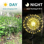 JJGoo Solar Firework Lights, 4 Pack 120 LEDs 2 Lighting Modes Solar Garden Lights Outdoor Waterproof for Yard Patio Walkway Pathway Party Wedding Christmas Decorative - Warm White