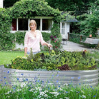 Land Guard 2Pcs Galvanized Raised Garden Bed Kit, 10×4×1ft Galvanized Planter Raised Garden Boxes Outdoor, Oval Large Metal Raised Garden Beds for Vegetables…………