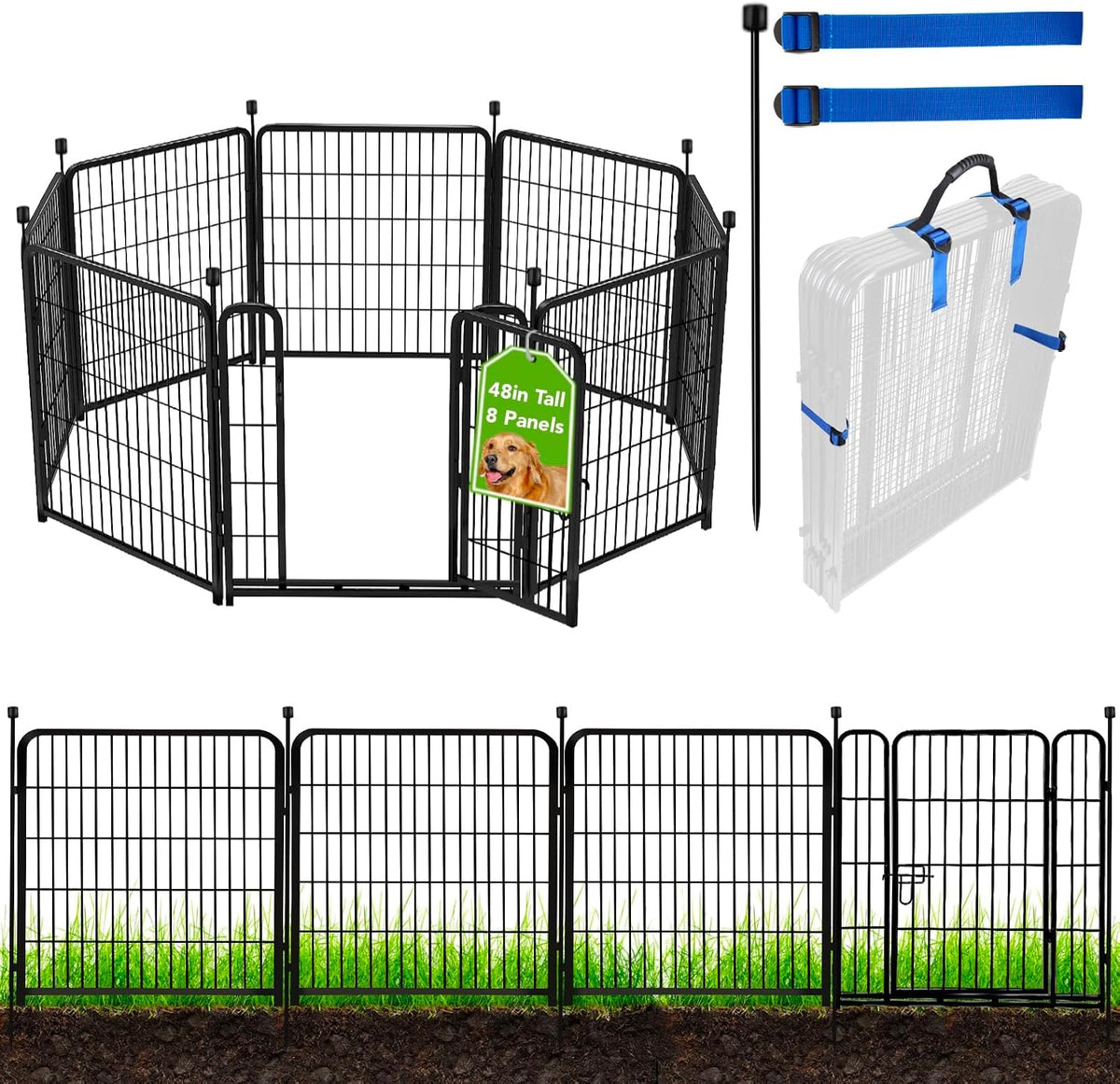adavin tall garden fence with gate, 48 in(h), main product view