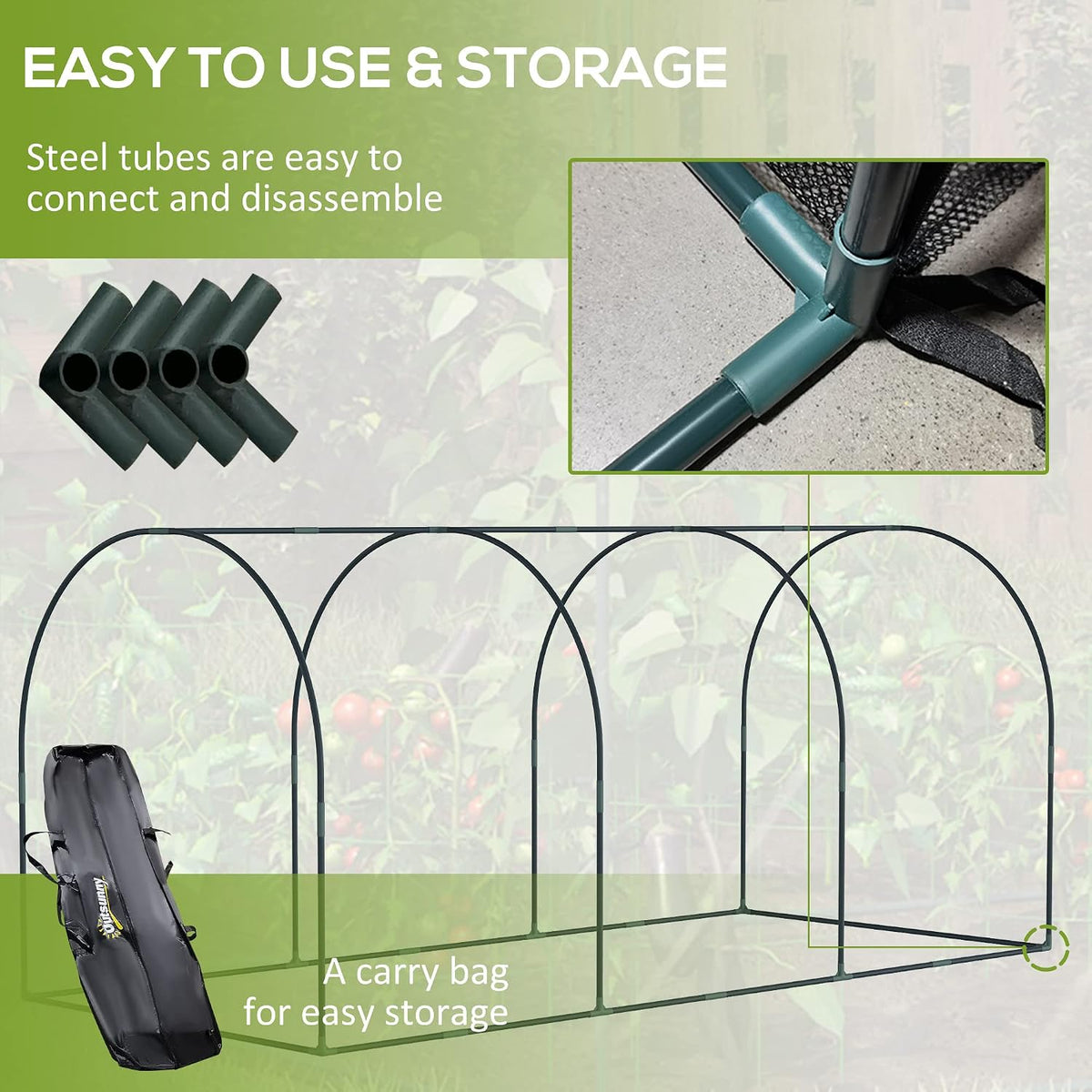 outsunny 9' x 4' crop cage plant protection showing dimensions
