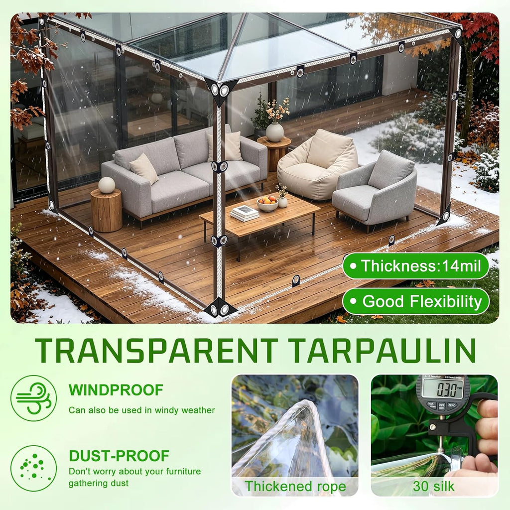 clear tarp waterproof 8x10ft 14 mil thickened pvc on a desk or shelf