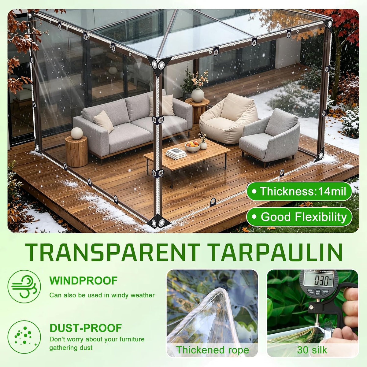 clear tarp waterproof 8x10ft 14 mil thickened pvc on a desk or shelf