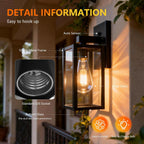 Dawn to Dusk Sensor Outdoor Light Fixture Waterproof Porch Lights Anti-Rust Exterior Wall Lighting Outdoor Wall Lantern for Patio Front Door Garage House