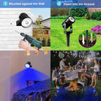 T-SUNUS 4 Pack Solar Landscape Spotlights - Blue, Waterproof IP65, 9.8ft Cable, 2000mAh Solar Panel, Auto On/Off for Garden, Driveway, Pathway, Pool Area