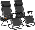Garvee Zero Gravity Chair Set of 2, Adjustable Patio Lounge Chair | W/ Pillow, Cup Holder Tray & Upgraded Lock, Folding Portable Camping Chair for Deck, Beach, Yard, Garden;No Assembly
