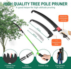 VINGLI 26FT Manual Pole Saw for Tree Trimming, Extendable Tree Pruner, Sharp Steel Blade and Scissors, High Tree Branch Cutter with Lightweight 8 Fiberglass Long Handles, for Pruning Palms and Shrubs