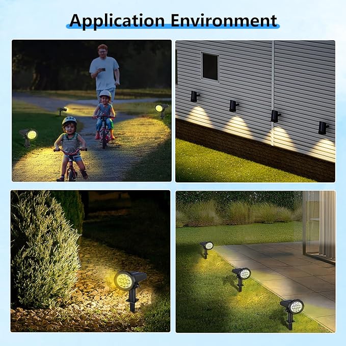 Solar Spot Lights Outdoor，Solar Lights Outdoor Waterproof IP68，Dark Sensing Auto On/Off，Suitable for Garden, Corridor Landscape Lighting and Flag Lighting. (Multicoloured, 6-Pack)