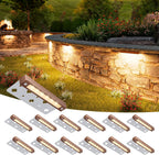 VOLISUN 7 Inch Retaining Wall Lights, 2700K Hardscape Lighting, 12 Pack | IP65 Waterproof, Cuttable Low Voltage Landscape Lighting, 12V Paver Lights, 3W Outdoor Step Lights, ETL