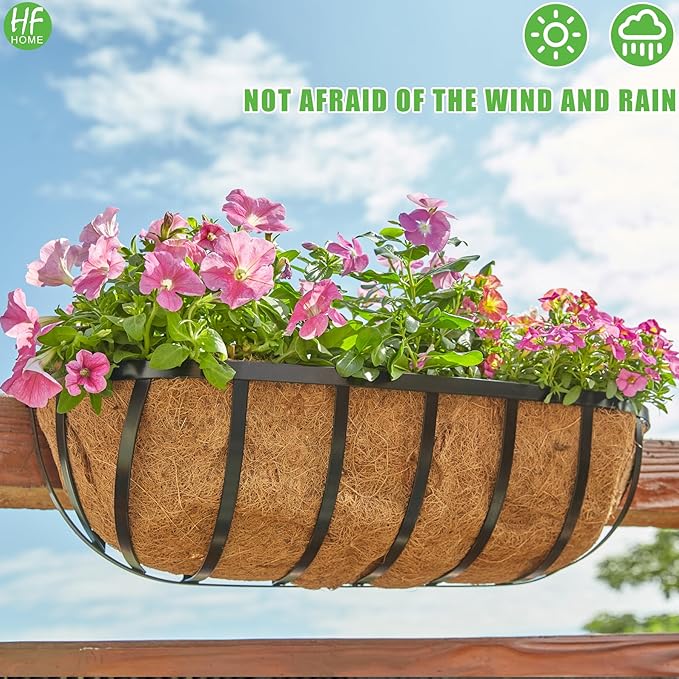 HFHOME 2 Packs 30 Inch Coco Liners for planters, 30" Trough Coconut Planter Hanging Basket Liners Replacement for Window Box Hanging Trough Planter