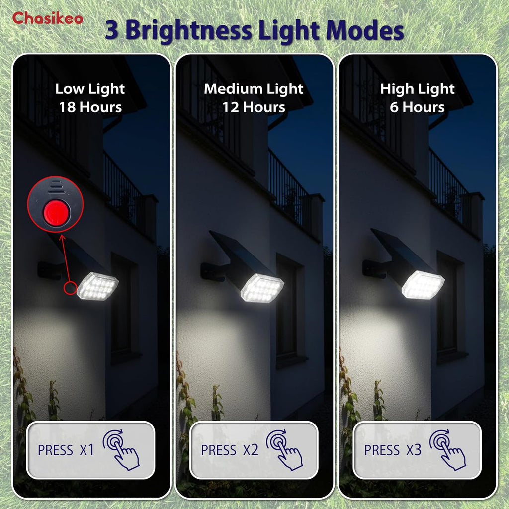 Solar Lights Outdoor Waterproof, 3 Lighting Modes Solar Spot Lights Outdoor | LED Solar Spotlights, Ultra Bright Dusk-to-Dawn Uplights for Garden, Landscape, Yard, Pathway, IP65, Auto On/Off