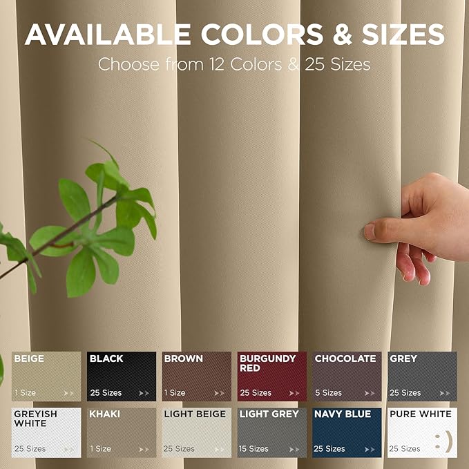 Joydeco Blackout Patio Sliding Door Curtains 84 Inches Long, Grommet Privacy Room Divider Curtains, Extra Wide Thermal Blackout Drapes for Bedroom Living Room (Light Beige, 80Wx84L, 1 Panel)